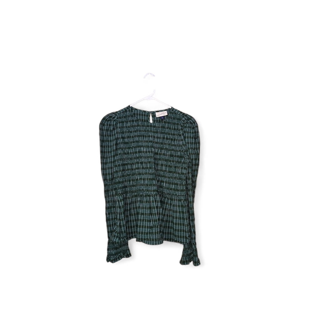 Universal Thread Green Checkered Blouse - image 1